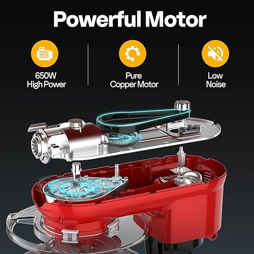 VIVOHOME 3-in-1 Stand Mixer, 6 Quart Electric Tilt-Head Kitchen Mixer with Bowl, Multifunctional Food Mixer with Meat Grinder and Blender Attachments, Dough Hook, Beater, and Whisk, Red