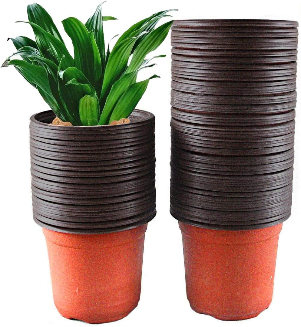 Amenvtool 100 Pcs 4.4" Plastic Plants Nursery Pot,Flower Plant Pot,Seed Starting Pots
