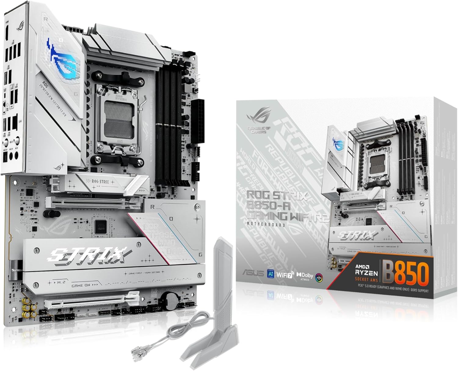 ASUS ROG Strix B850-A Gaming WiFi R2 AMD AM5 B850 ATX Motherboard with 14+2+1 Power Stages, DDR5 Support with AEMP, WiFi 7, 4X M.2, PCIe 5.0 x16, USB 20Gbps Type-C, ASUS AI Advisor, AI Networking II