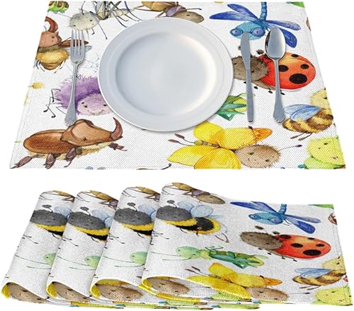 Miniatura 2 de Interesting Animal Decor Placemats Set of 4 Table Mats Washable Placemat Waterproof Place Mats for Party Home Dining Table Decor 18x12 in