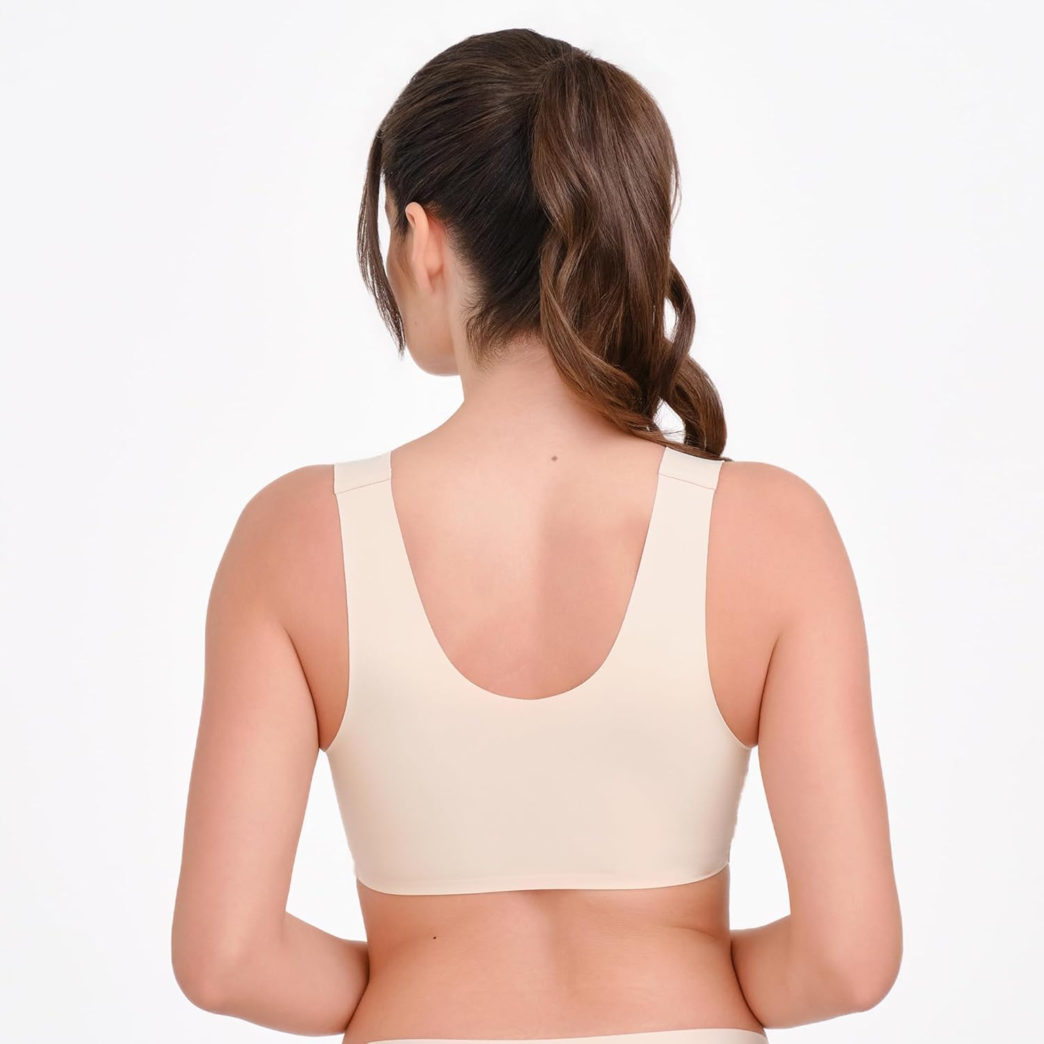Floatley Smoothly Comfort Wirefree W Support Full Coverage Back Smoothing Easy Pullover Embedded Pad Seamless Bra for Women