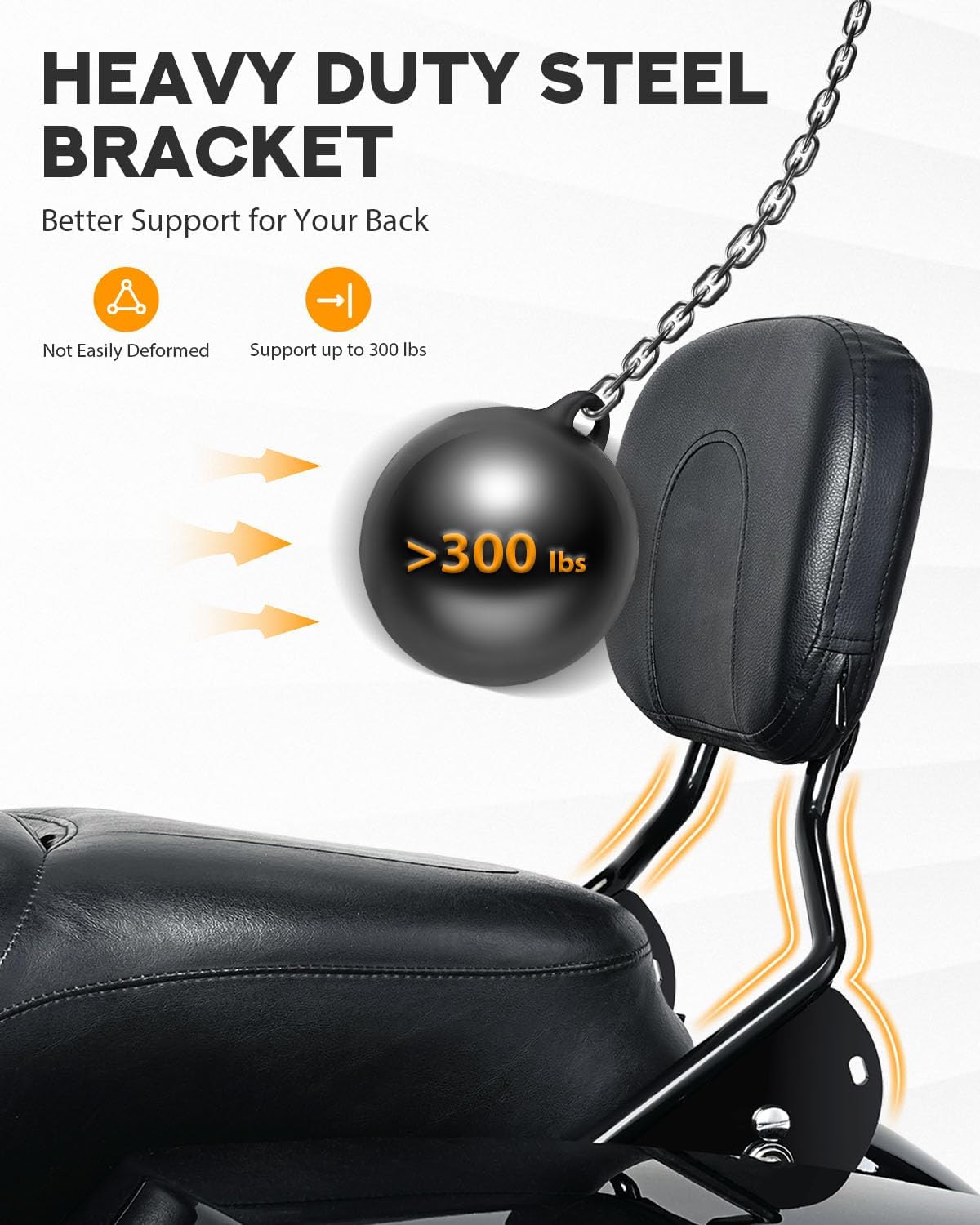 PBYMT Passenger Backrest Sissy Bar, Detachable Rear Backrest, Quick Release Sissy Bar Fit for Harley Davidson Touring Street Glide Road Glide Road King Electra Glide 2009-2024 (Black)