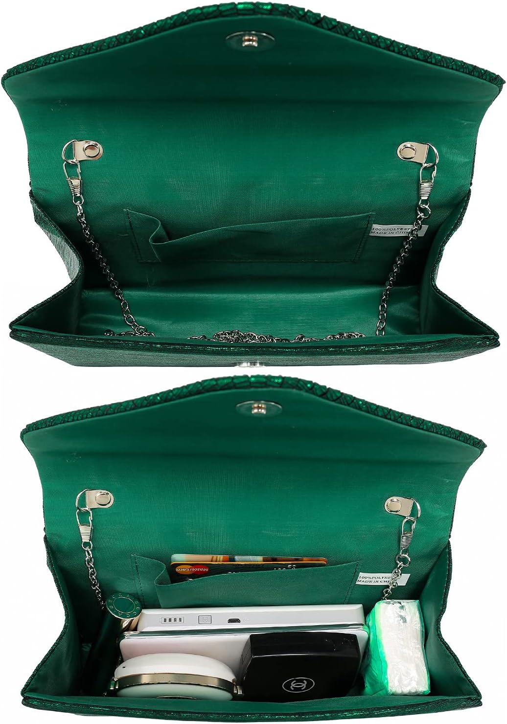 Dasein Ladies Frosted Satin Evening Clutch Purse Bag Crossbody Handbags Party Prom Wedding Envelope - Image 6