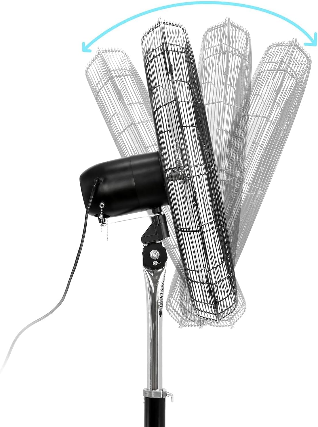 30-Inch Industrial Heavy Duty Pedestal Oscillating Metal Stand Fan – Adjustable Height Large Area Cooling Fan for Indoor and Outdoor Use