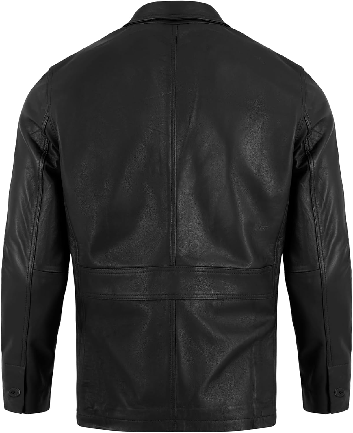 Genuine Lambskin Men Leather Coat – Casual Blazer Leather Jacket Men with Notched Collar
