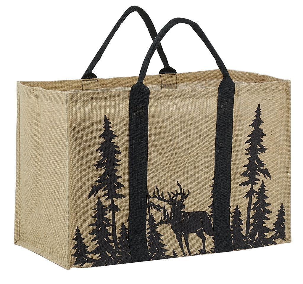 Sac à bûches en jute AUBRY GASPARD panier à bois résistant pour cheminée