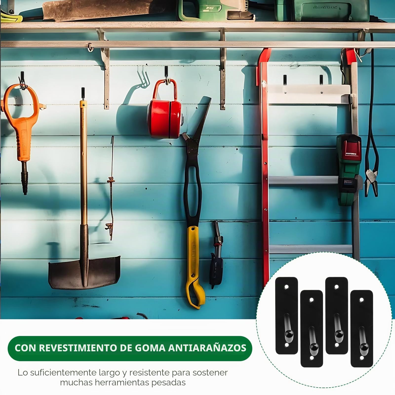 4 Pcs Ganchos Para Colgar, Colgador Bicicleta Pared, Gancho de Garaje, Soporte de Pared para Neumáticos, Soporte Montaje en Llanta para Garaje Herramientas, hasta 15 kg
