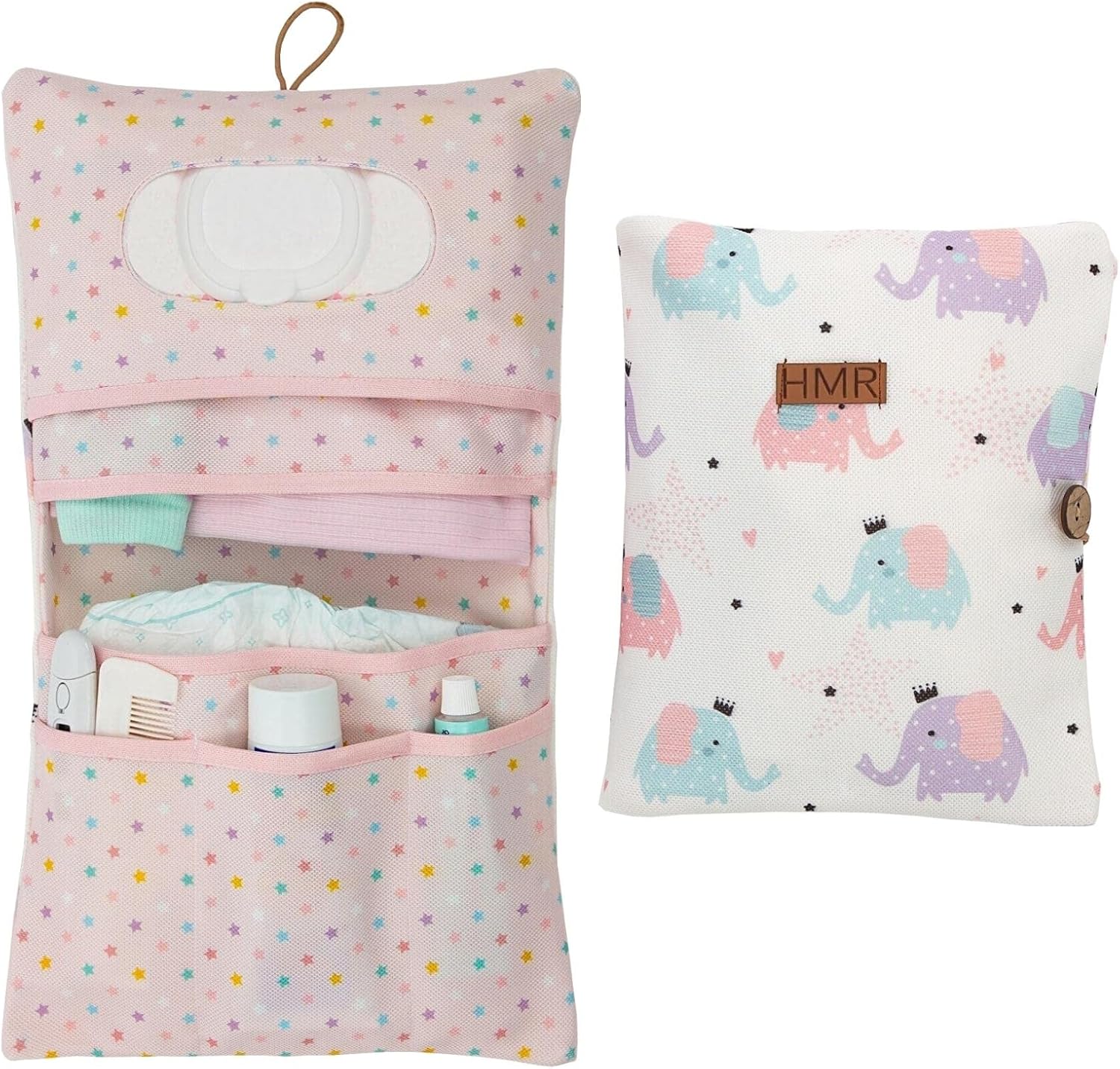 HAMUR Baby Diaper Bag Organizer – Travel-Friendly, Compact & Foldable | Stroller Pouch for Newborn Essentials – Must-Have for Boys & Girls (Elephant)