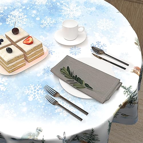 Miniatura 5 de Giwawa Mantel redondo de bola de Navidad de 60 pulgadas, impermeable, cubierta de mesa para el hogar, restaurante, cocina, picnic, decoración de