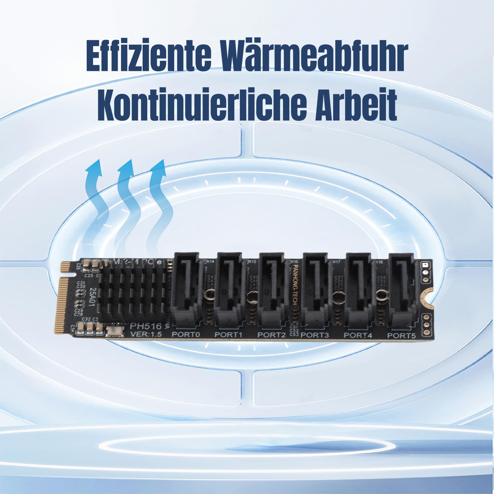 Adattatore M.2 SATA, Scheda di Espansione da M.2 a SATA3.0, 6 Porte SATA 3.0 Scheda Riser Fino a 16Gbps, Scheda Convertitore Disco Rigido di Espansione Disco Rigido a 6 Porte per,