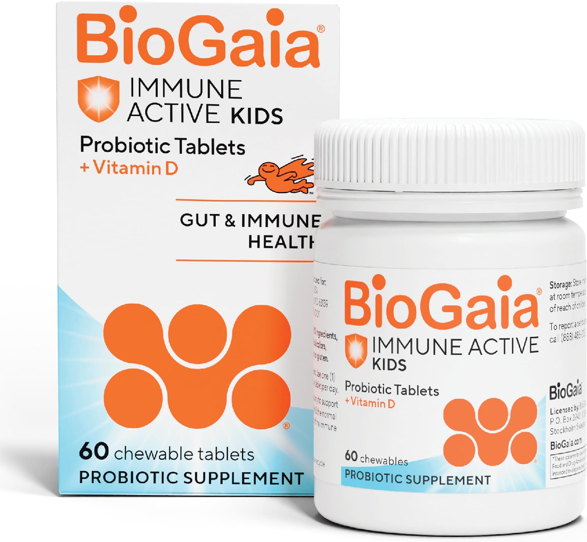 Protectis Immune Active Kids Probiotic | Clinically Proven Probiotic + Vitamin D | Supports Immune, Digestive & Overall Health | Kids Probiotic | Orange Chewable Tablets | 60 Day Supply