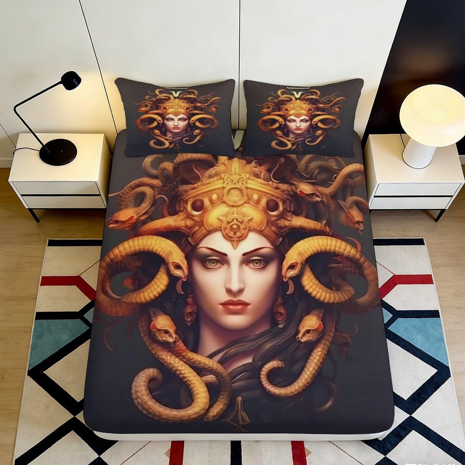 3D Printed Octopus Fitted Sheet Microfiber Deep Pocket Elastic Hem for Adult Bedroom Bedding Octopus Mattress Fitted Cover Non-Slip Washable 180x200x25cm
