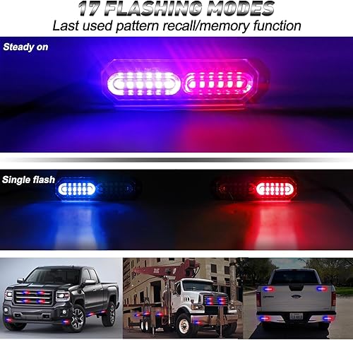 Miniatura 6 de ASPL 8 luces estroboscópicas ultra delgadas de 12 LED para montaje en superficie, luces estroboscópicas intermitentes para camión, automóvil,