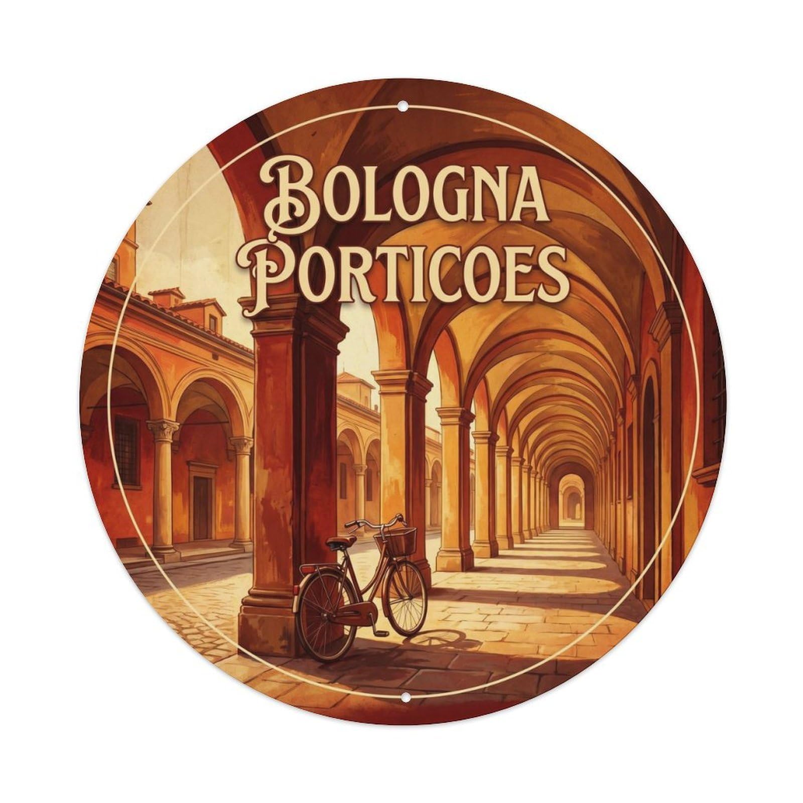 Porticoes Bologna Italy City Landmark Travel Retro Metal Tin Sign