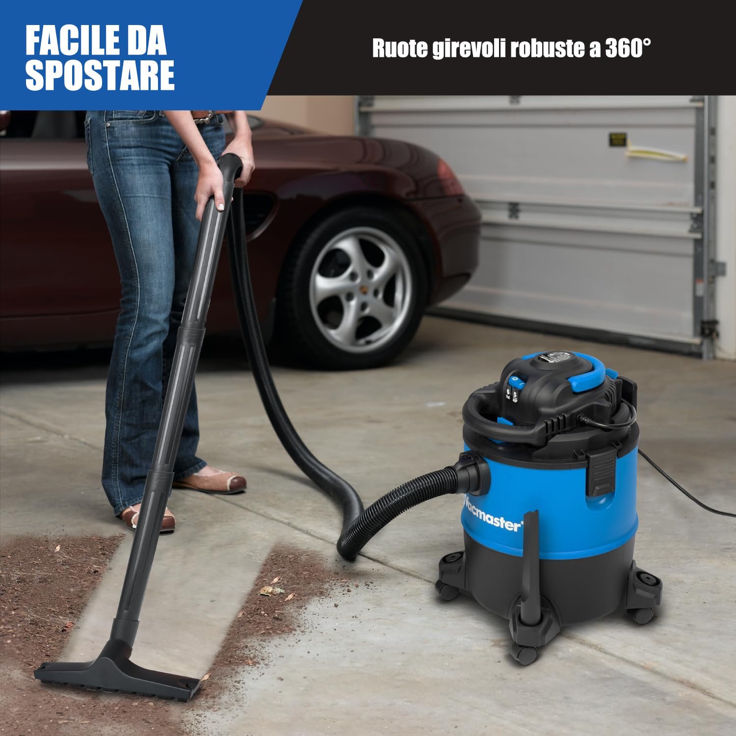 Vacmaster VBVB1223PF Secco e bagnato, Aspirapolvere liquidi e Solidi,1200W 23L,Soffiatore Estraibile,per Casa, Auto e Giardino