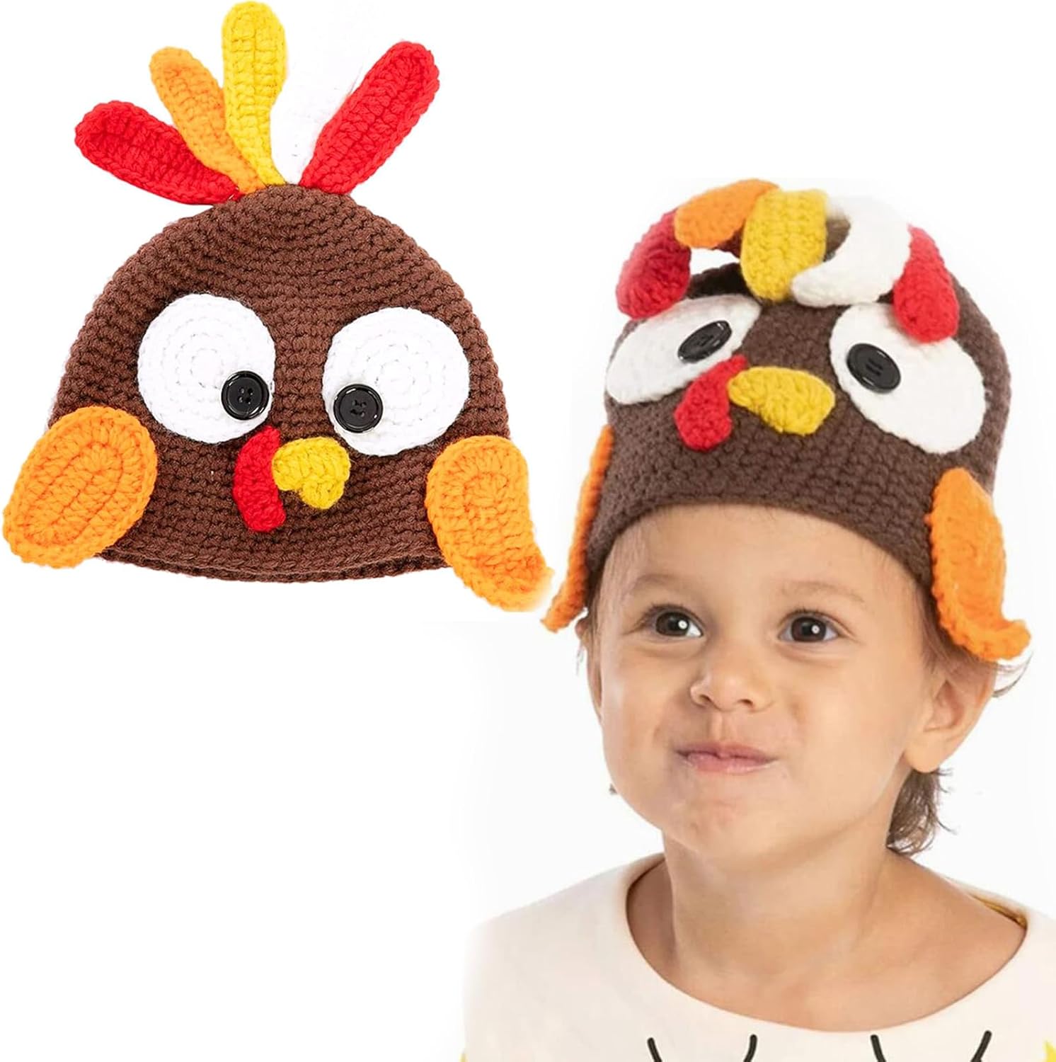 Thanksgiving Knitted Turkey Hat, Beanie Cap for Boys Girls - Warm Winter Photograph Props for Thanksgiving Party Supply
