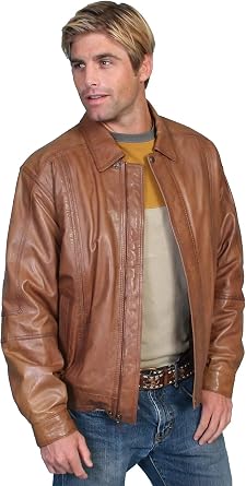 Scully Mens Premium Lambskin Jacket Big and Tall Cognac 5X