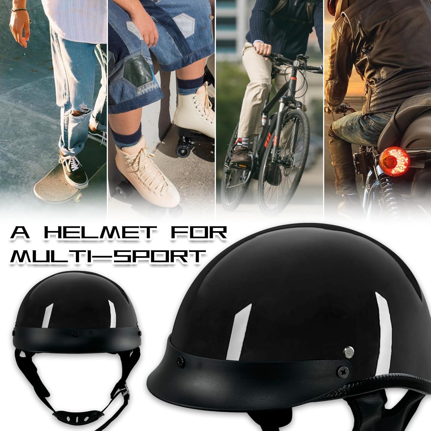Adult Motorcycle Open Face Motorcycle Helmet with Sun Visor Quick Release Buckle for Cruiser Scooter Chopper Cycling Motocross Helmet DOT Approved