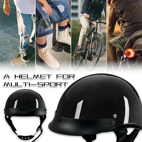 Miniatura 7 de Adult Motorcycle Open Face Motorcycle Helmet with Sun Visor Quick Release Buckle for Cruiser Scooter Chopper Cycling Motocross Helmet DOT Approved