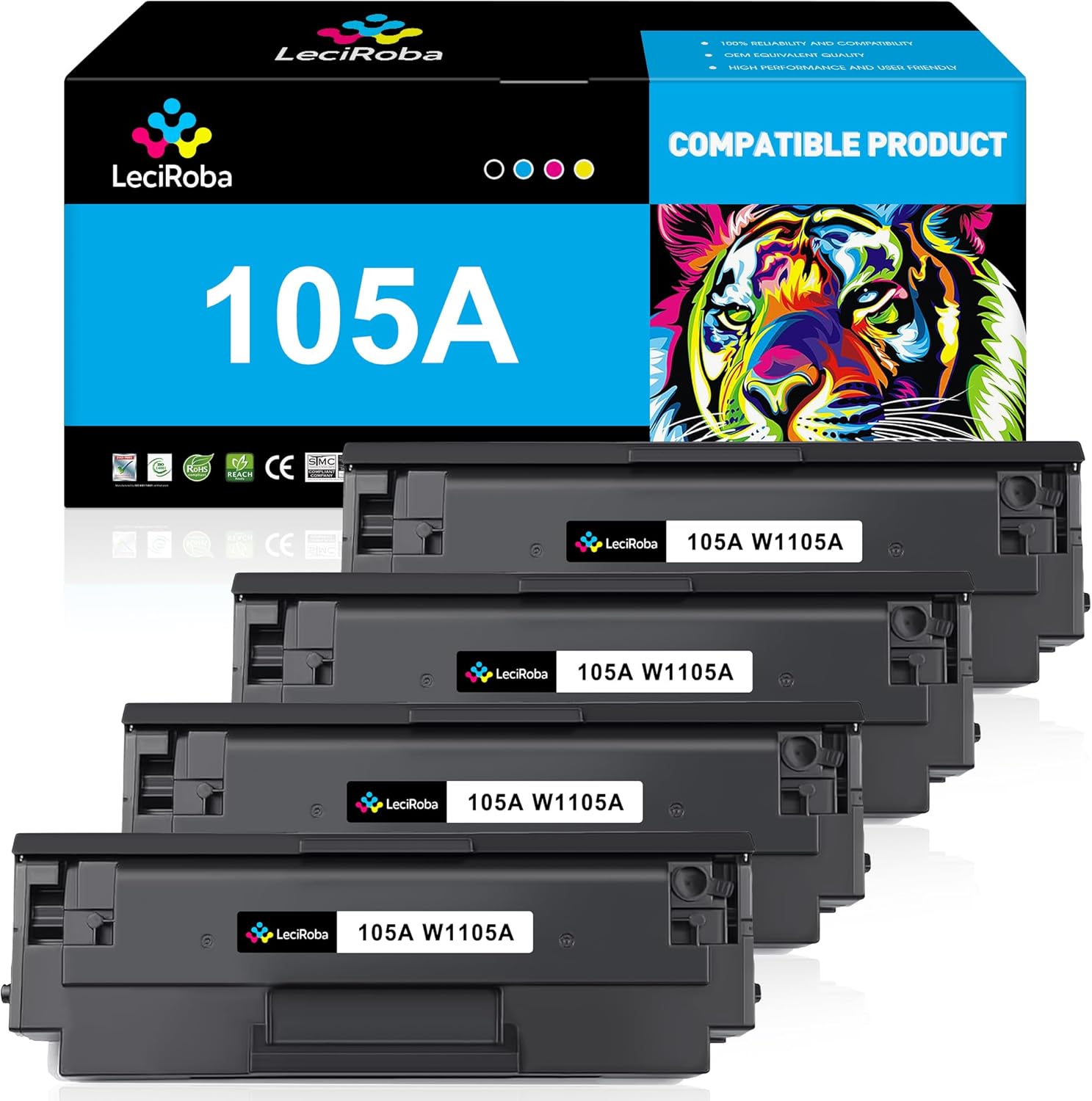LeciRoba Compatible 105A W1105A Toner Cartridge for HP 105A W1105A Toner Cartridge for HP Laser MFP 107a 107w 135a 135w 137fnw Printer (3000 Pages, 4-Packs)