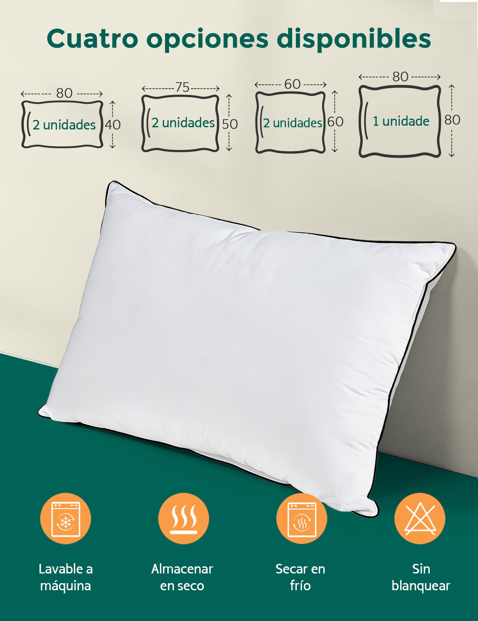 APSMILE Almohada de Pluma 50x75, Almohada de Lujo para Dormir de Pluma de Ganso, 100% algodón orgánico Funda, Almohada de Cama Envuelta en poliéster de la colección hotelera (Blanca, 2 Piezas)
