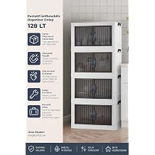 4'L  Portatif Istiflenebilir Organizer M knat sl  Kapakl  Dolap - Sert Plastik Mutfak Banyo Dolab ,Beyaz