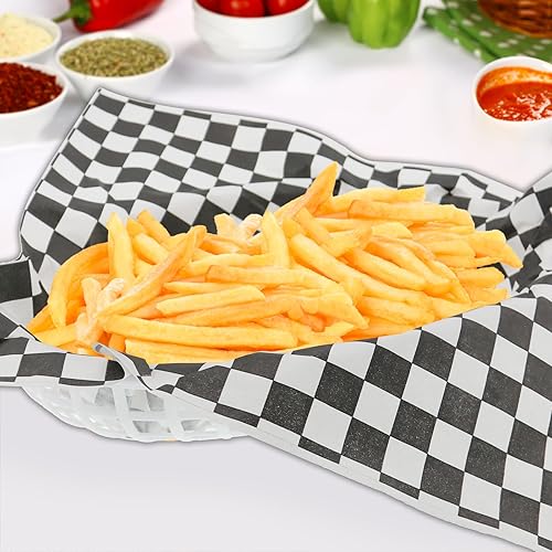 Miniatura 7 de FEOOWV Combo de cesta de comida rápida de estilo retro (12 unidades) y forro a cuadros (100 unidades). La cesta de comida rápida es apta