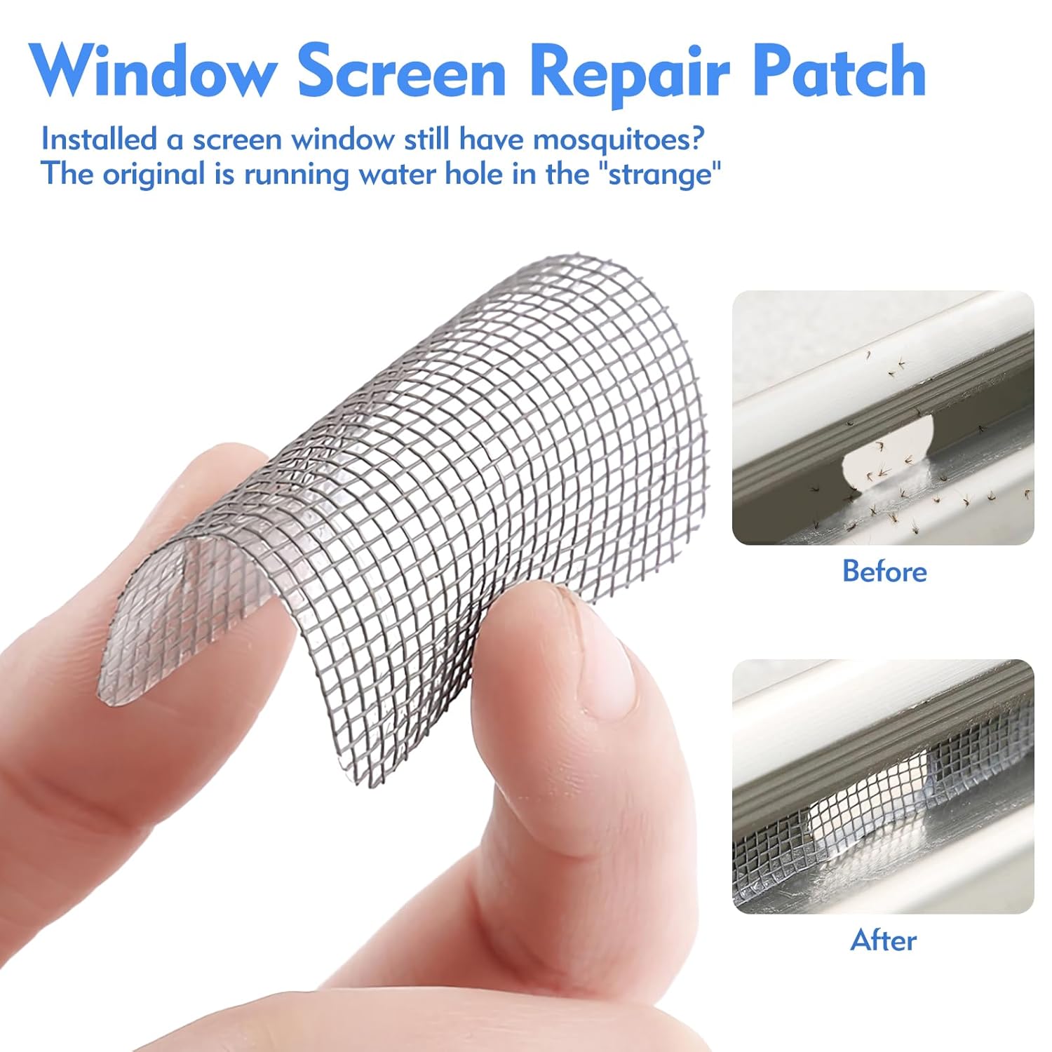 Window Screen Repair Kit, 10 Pcs 4" x 4" Strong Adhesive Patch for Holes, Easy Application, Black