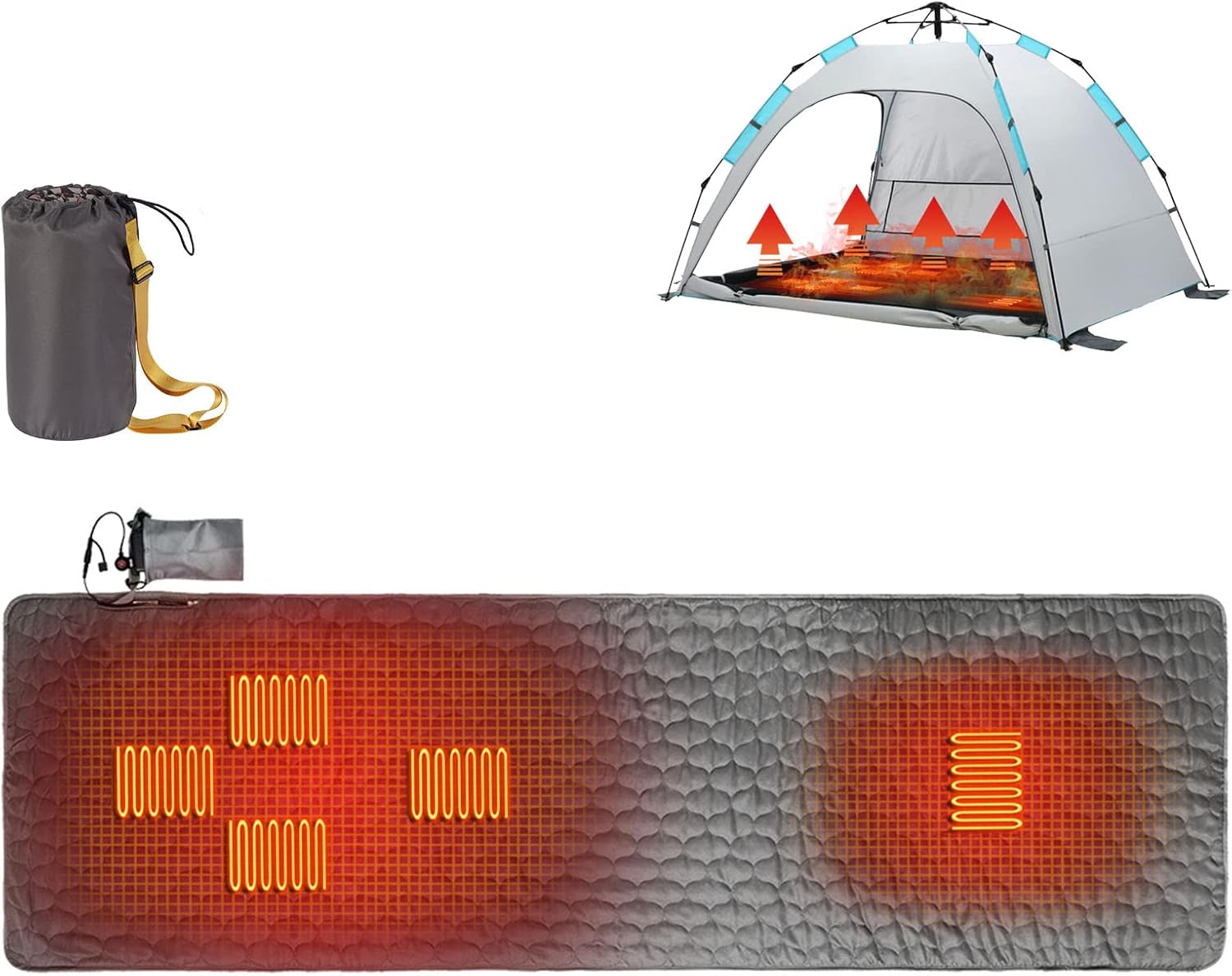 HAO Portable Heated Sleeping Bag Liner, Heated Seat Cushion Sofa, 3 Temperature Set with USB Port, Heating Pads for Tent, Camping, Backpacking, Hiking, Indoor