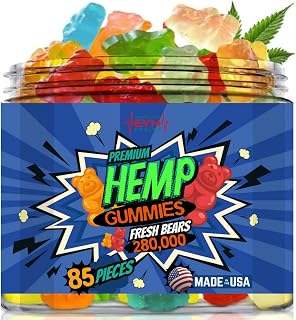 Premium Hemp Gummies Natural Hemp Candy Fruity Bears-Great for Relax, Party, Calm, Sleep, Discomfort, Knees, Back-Party Candy-Made In USA-85 Pieces