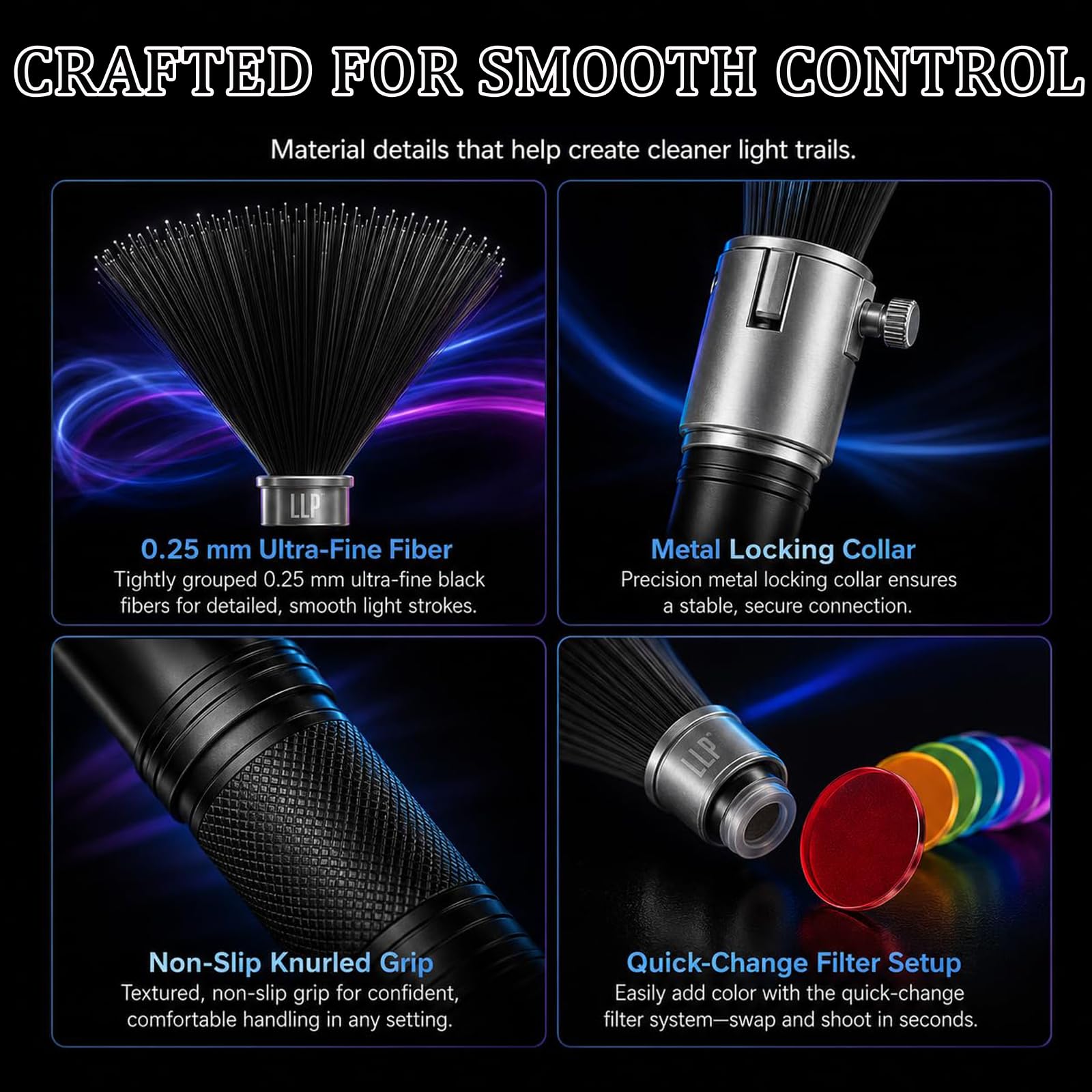 Herramienta De Pintura con Luz De Fibra óptica Negra, Pinceles para Pintar con Luz con Linterna De 1300 Lúmenes, Fibra óptica Negra Ultrafina De 0,25 Mm, para Fotografía Creativa