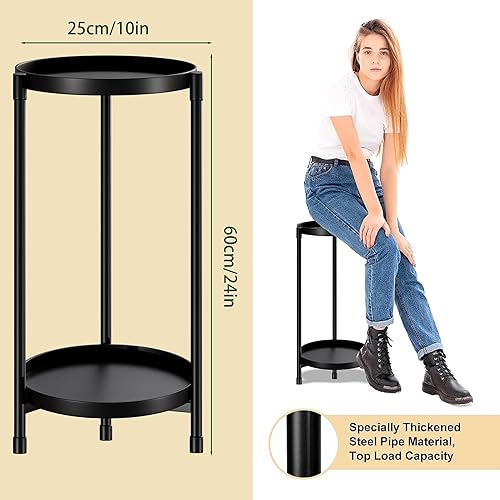 Miniatura 3 de Soporte para plantas para interiores y exteriores, soporte para macetas de metal alto de 2 niveles, estante de exhibición en maceta, estante de