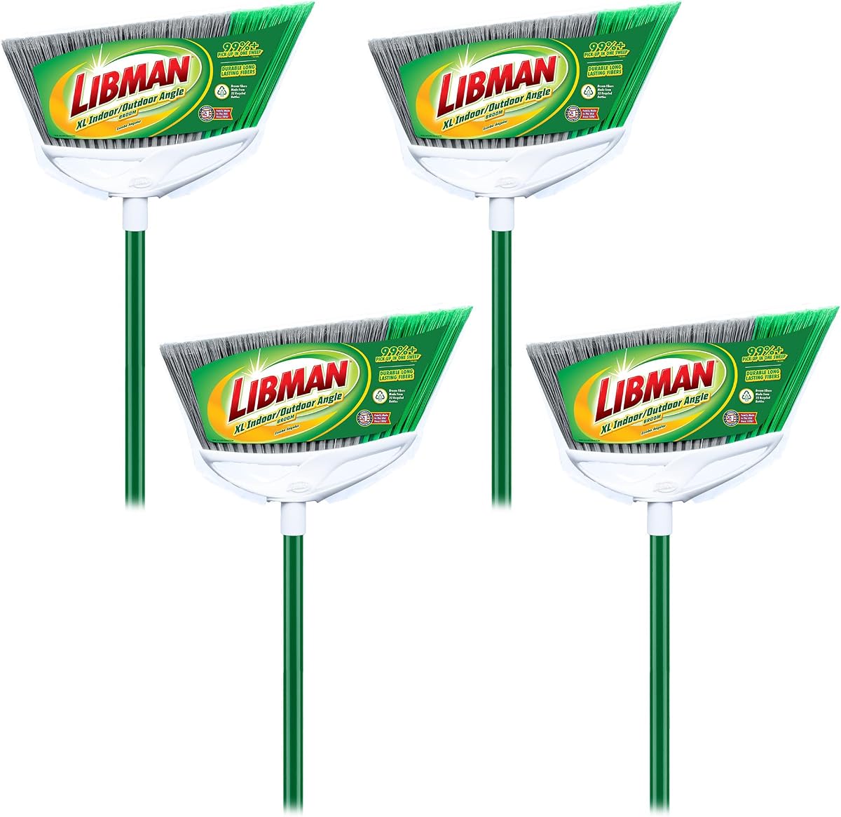 Libman XL Indoor/Outdoor Angle Broom, 4 Pack | Extra-large angle broom for indoor and outdoor sweeping.