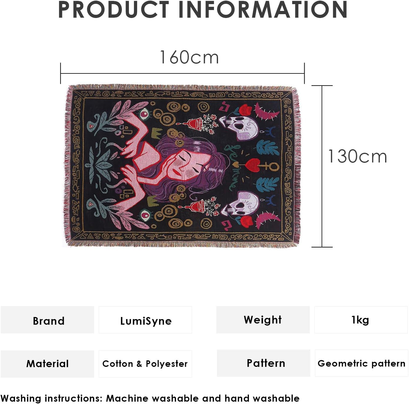 Cotton Woven Throw Blanket With Tassel Bohemian Tribal Ethnic Style Geometric Pattern Aztec Navajo Blanket Decorative Throw For Sofa Bed Armchair Camping Tapestry Tablecloths Carpet 160x130cm