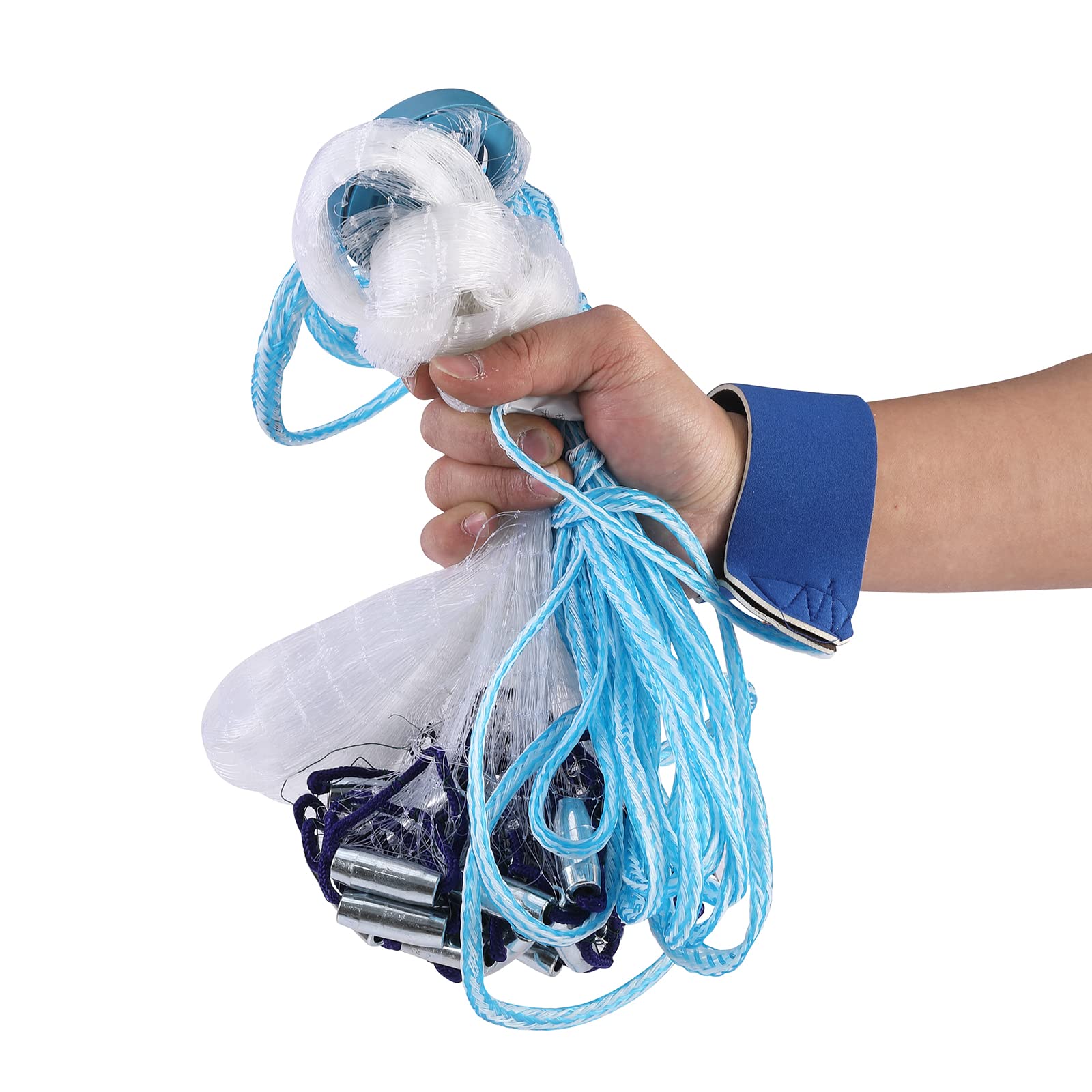 Fish Cast Net American Saltwater Hand Throw Heavy Duty Zinc Sinker Weights for Bait Trap Fish 4/6/8Ft Radius