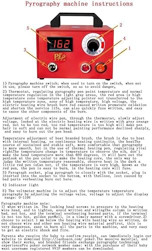 Miniatura 6 de TOPCHANCES Kit de quemado de madera, 110 V, 50 W, kit de máquina de pirografía de doble pluma con 23 puntas de alambre de pirografía para