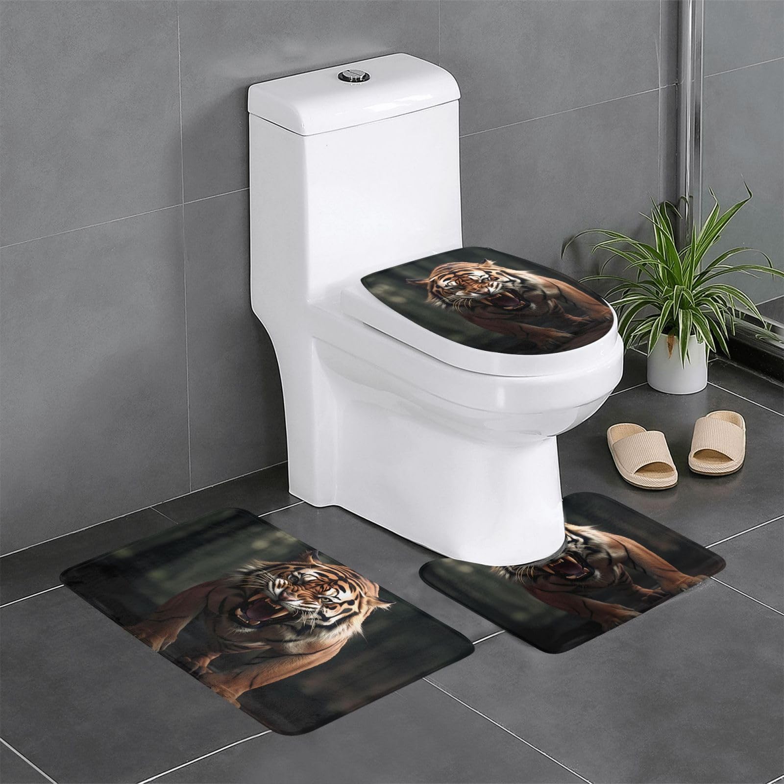 Tapis de salle de bain WHJSSF en colère lot de 3 pièces compactes