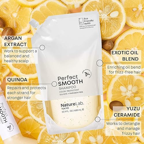 Miniatura 4 de NatureLab. TOKYO Perfect Smooth Shampoo + Paquete de bolsa de recarga ecológica Control de encrespamiento sin peso para cabello y cuero cabelludo