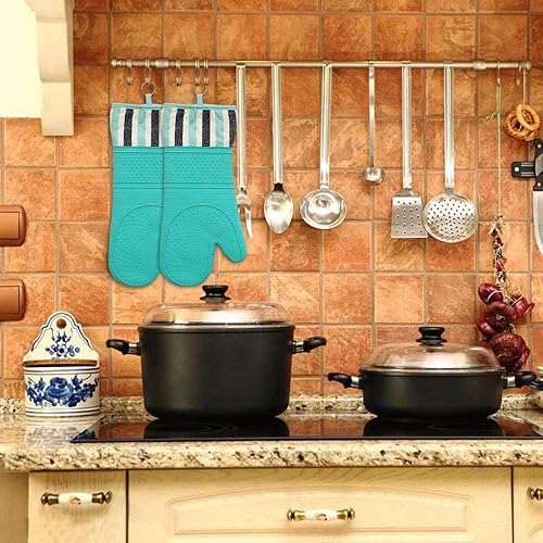 Miniatura 7 de RED LMLDETA - Guantes de horno resistentes al calor de 550 grados, guantes de silicona para horno, 1 par, guantes de horno profesionales extra