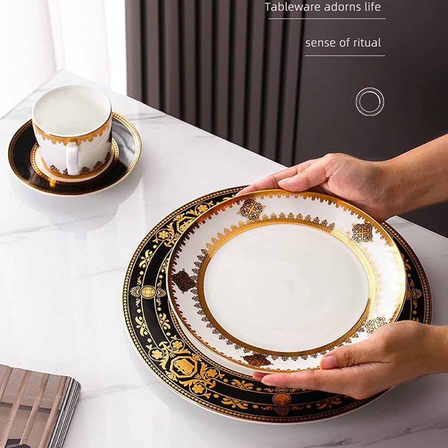 Amazon.com | 32-piece bone china dinnerware set for 8, gold