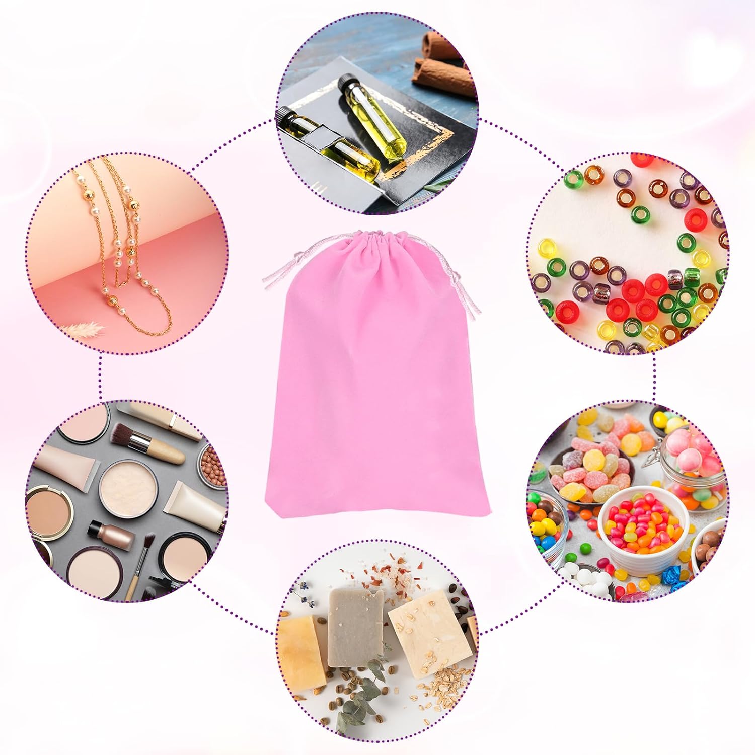 PATIKIL 30 Pcs Velvet Drawstring Bags, 5 x 7 Inch Large Velvet Cloth Jewelry Gift Pouches with Drawstring, Favor Candy Bag Dust Bag for Wedding Birthday Party Christmas, Pink - Image 6