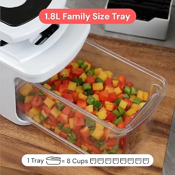 Fullstar XL Vegetable Chopper & Mandoline Slicer Vegetable, Onion, Potato, Food, Veggie & Fruit Slicer, Dicer & Spiralizer with Pull-Out Catch Tray, Kitchen Gadgets & Gifts (8 in 1, Black/White)