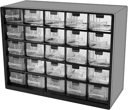 25-Drawer Plastic Stackable Drawer Storage Cabinet for Garage Organization, Bead Organizer, Teacher Toolbox, Makeup Organizer, Desk Drawers Storage Box,11.58.94.8 Inch black