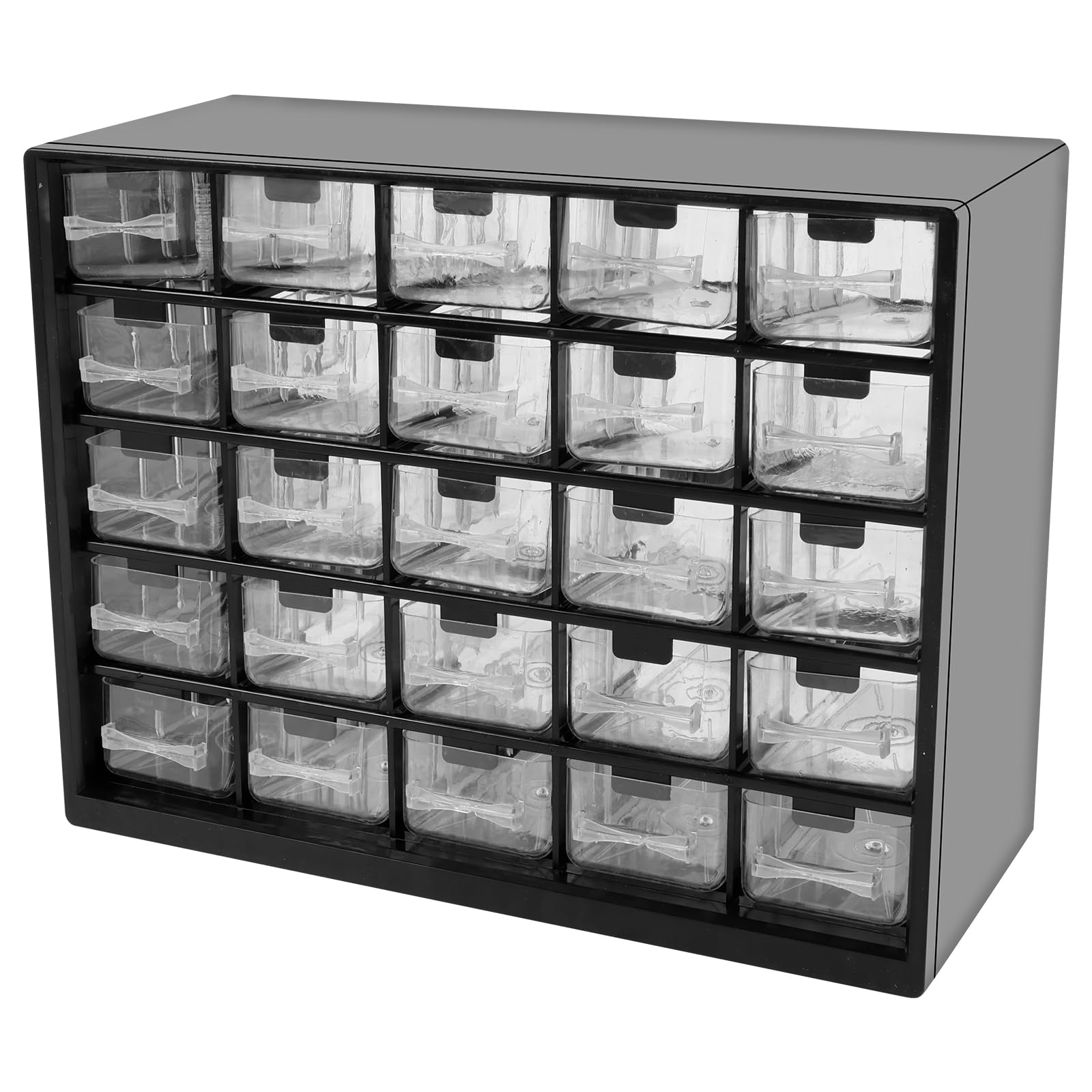 25 Drawers Storage Containers Small 11.5x8.9x4.8'' Stackable Cabinet with 50 Removable Dividers Clear Desk Organizer Tabletop Caddy Organization Box for Jewelry Makeup Hardware Sewing Craft