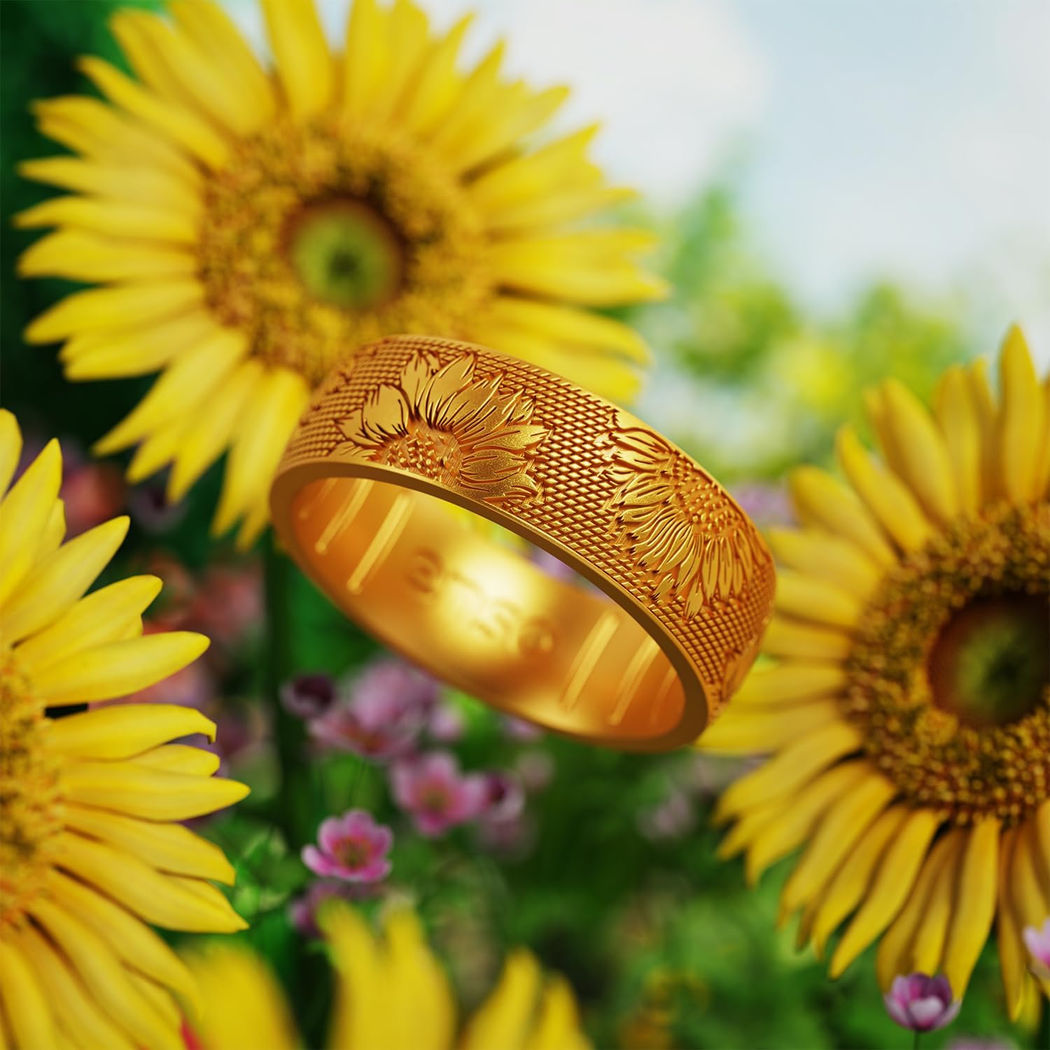 Enso Rings Etched Classic Silicone Rings - Garden Party Collection - Comfortable and Flexible Design - Image 4