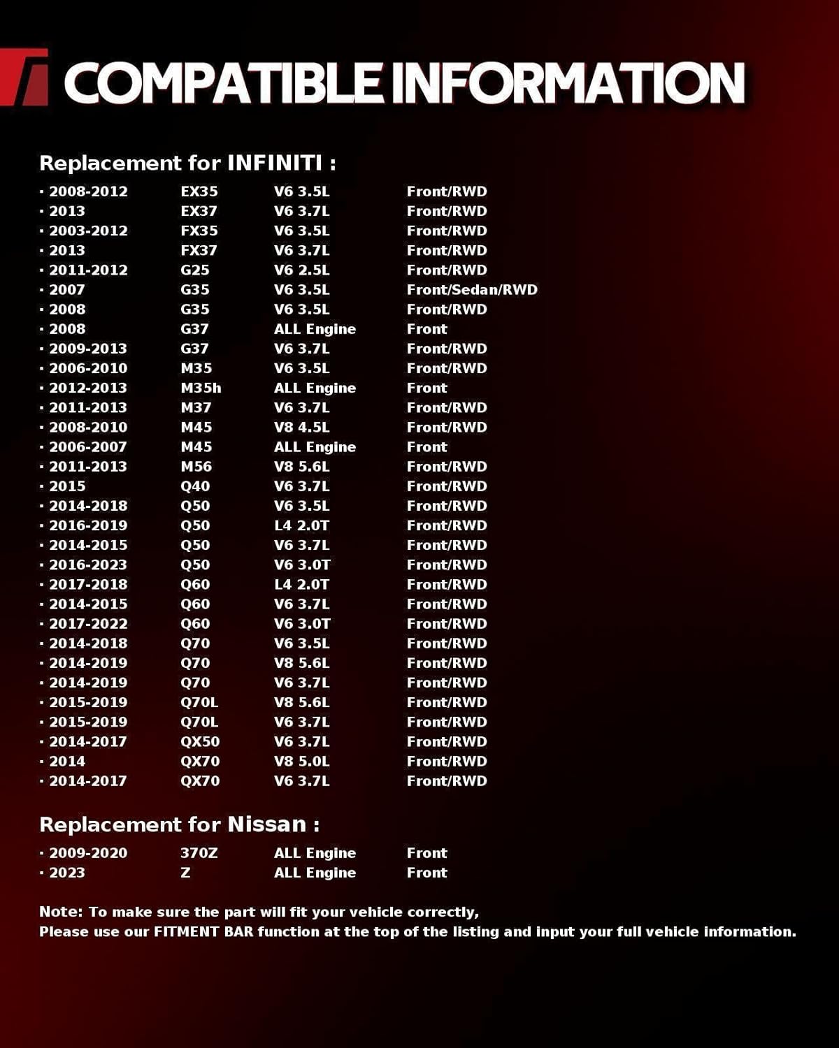 Torchbeam 513334 Front Wheel Bearing & Hub Assembly Replacement for 2008-2013 G37; 2014-2023 Q50; 2009-2020 370Z; 2007-2008 G35; 2003-2012 FX35; 2006-2010 M35; 2014-2017 QX50 1 PC