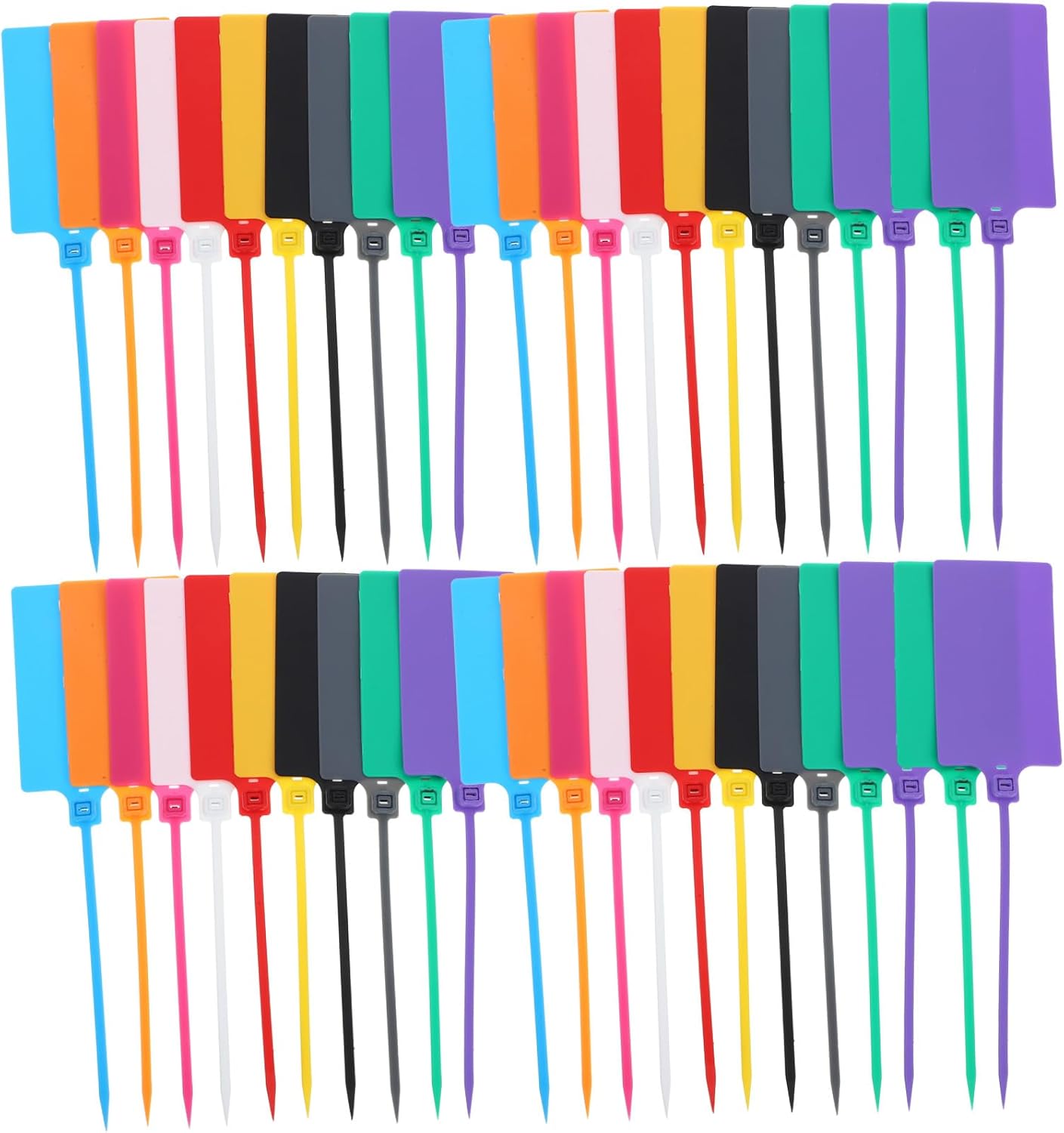 Sosoport 100pcs Mixed Color Shipping Tags with Cable String, 5.8x100mm Plastic Shipping Labels for Luggage and Industrial Packaging