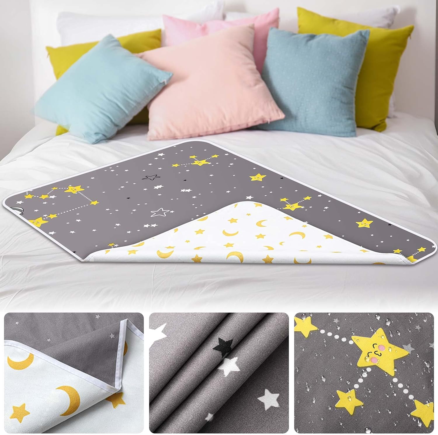 2 Pcs Doubleside Waterproof Mattress Protector for Incontinence Washable, 40'' x 60'' Small Reusable Waterproof Bed Sheets Pee Pads Bedwetting Underpads for Kids Adults Elderly Pets - Image 4