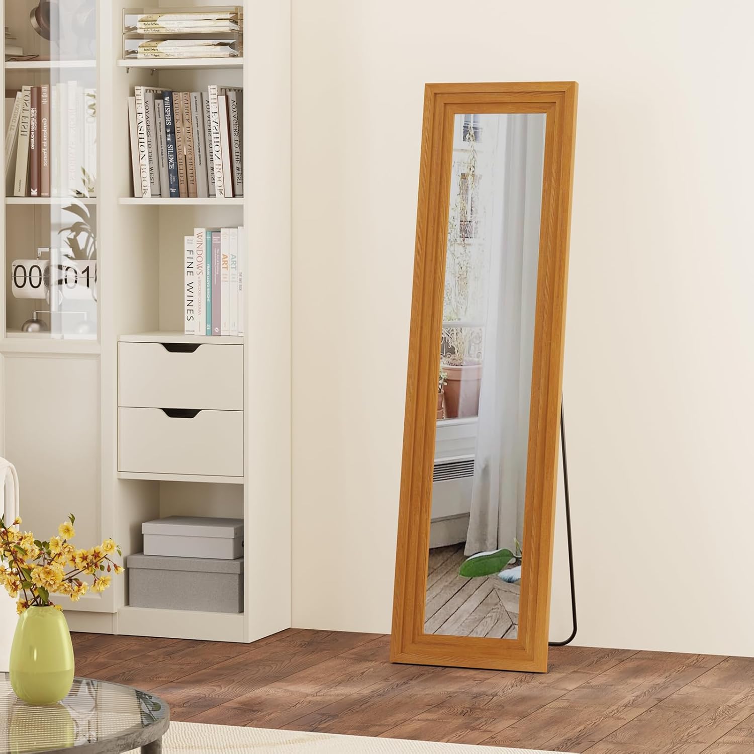 Full Length Mirror,58x16 Inch Full Length Mirror Wall Mounted,Vertical Hanging,Leaning Standing for Bedroom,Living Room,Rectangular Wooden Frame,Walnut Color. Walnut 58"L x 16"W