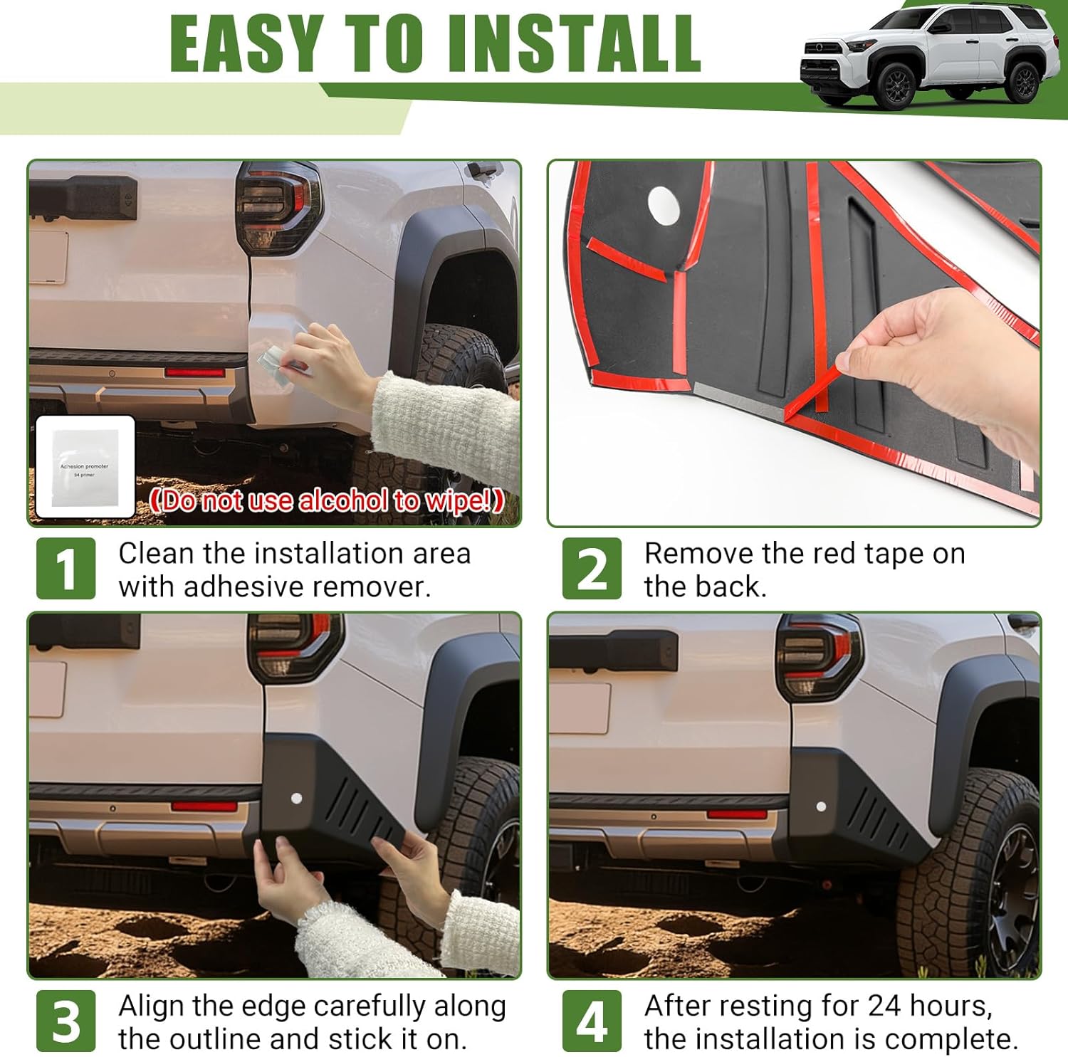 Rear Bumper Protector for 2025 2026 Toyota 4Runner (Exclude SR5) Rear Bumper Guards Corner Cover Soft TPE Material for 2025+ 4 Runner Car Exterior Accessories